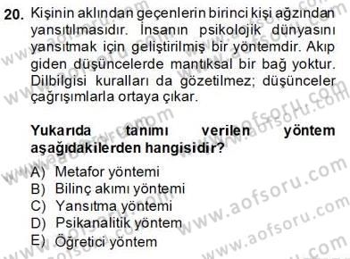 Yeni Türk Edebiyatına Giriş 2 Dersi 2013 - 2014 Yılı (Final) Dönem Sonu Sınav Soruları 20. Soru