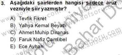 Yeni Türk Edebiyatına Giriş 2 Dersi 2013 - 2014 Yılı (Final) Dönem Sonu Sınav Soruları 3. Soru
