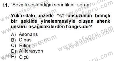 Yeni Türk Edebiyatına Giriş 2 Dersi 2014 - 2015 Yılı (Vize) Ara Sınav Soruları 11. Soru