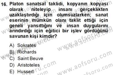Yeni Türk Edebiyatına Giriş 2 Dersi 2014 - 2015 Yılı (Vize) Ara Sınav Soruları 16. Soru