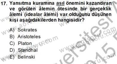 Yeni Türk Edebiyatına Giriş 2 Dersi 2014 - 2015 Yılı (Vize) Ara Sınav Soruları 17. Soru