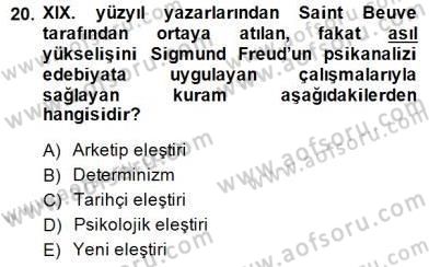 Yeni Türk Edebiyatına Giriş 2 Dersi 2014 - 2015 Yılı (Vize) Ara Sınav Soruları 20. Soru