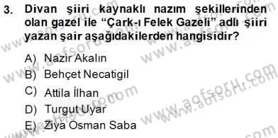 Yeni Türk Edebiyatına Giriş 2 Dersi 2014 - 2015 Yılı (Vize) Ara Sınav Soruları 3. Soru