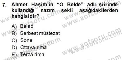 Yeni Türk Edebiyatına Giriş 2 Dersi 2014 - 2015 Yılı (Vize) Ara Sınav Soruları 7. Soru