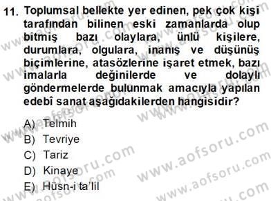 Yeni Türk Edebiyatına Giriş 2 Dersi 2014 - 2015 Yılı (Final) Dönem Sonu Sınav Soruları 11. Soru