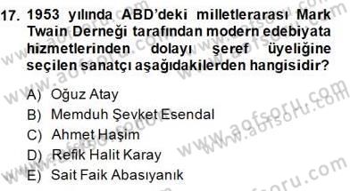 Yeni Türk Edebiyatına Giriş 2 Dersi 2014 - 2015 Yılı (Final) Dönem Sonu Sınav Soruları 17. Soru