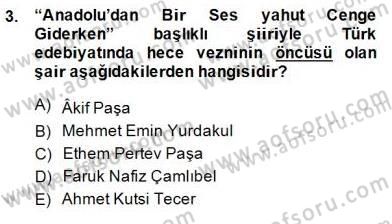 Yeni Türk Edebiyatına Giriş 2 Dersi 2014 - 2015 Yılı (Final) Dönem Sonu Sınav Soruları 3. Soru
