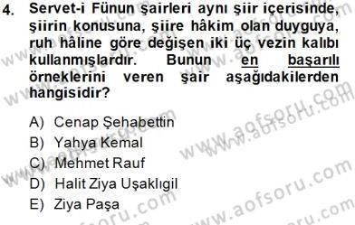 Yeni Türk Edebiyatına Giriş 2 Dersi 2014 - 2015 Yılı (Final) Dönem Sonu Sınav Soruları 4. Soru