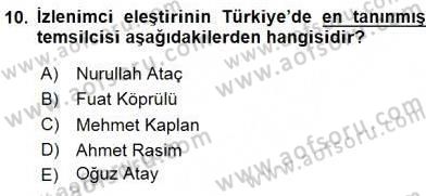 Yeni Türk Edebiyatına Giriş 2 Dersi 2015 - 2016 Yılı (Vize) Ara Sınav Soruları 10. Soru