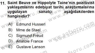 Yeni Türk Edebiyatına Giriş 2 Dersi 2015 - 2016 Yılı (Vize) Ara Sınav Soruları 11. Soru