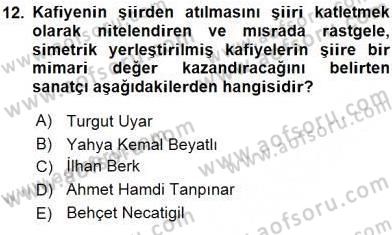 Yeni Türk Edebiyatına Giriş 2 Dersi 2015 - 2016 Yılı (Vize) Ara Sınav Soruları 12. Soru