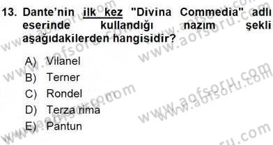 Yeni Türk Edebiyatına Giriş 2 Dersi 2015 - 2016 Yılı (Vize) Ara Sınav Soruları 13. Soru