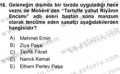 Yeni Türk Edebiyatına Giriş 2 Dersi 2015 - 2016 Yılı (Vize) Ara Sınav Soruları 16. Soru