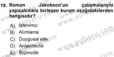 Yeni Türk Edebiyatına Giriş 2 Dersi 2015 - 2016 Yılı (Vize) Ara Sınav Soruları 19. Soru