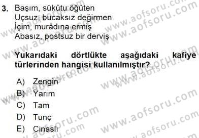 Yeni Türk Edebiyatına Giriş 2 Dersi 2015 - 2016 Yılı (Vize) Ara Sınav Soruları 3. Soru
