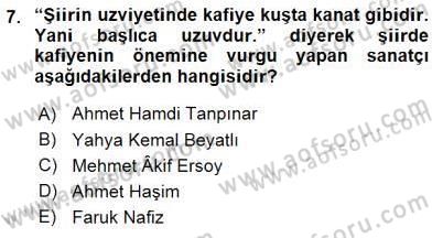 Yeni Türk Edebiyatına Giriş 2 Dersi 2015 - 2016 Yılı (Vize) Ara Sınav Soruları 7. Soru