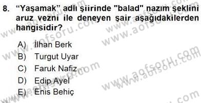 Yeni Türk Edebiyatına Giriş 2 Dersi 2015 - 2016 Yılı (Vize) Ara Sınav Soruları 8. Soru