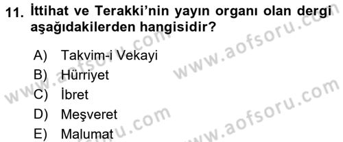 Yeni Türk Edebiyatına Giriş 2 Dersi 2017 - 2018 Yılı (Final) Dönem Sonu Sınav Soruları 11. Soru