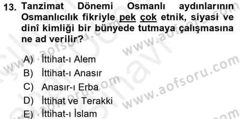 Yeni Türk Edebiyatına Giriş 2 Dersi 2017 - 2018 Yılı (Final) Dönem Sonu Sınav Soruları 13. Soru