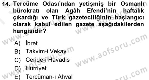 Yeni Türk Edebiyatına Giriş 2 Dersi 2017 - 2018 Yılı (Final) Dönem Sonu Sınav Soruları 14. Soru