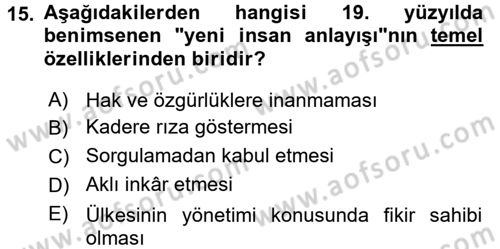 Yeni Türk Edebiyatına Giriş 2 Dersi 2017 - 2018 Yılı (Final) Dönem Sonu Sınav Soruları 15. Soru