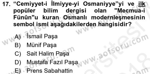 Yeni Türk Edebiyatına Giriş 2 Dersi 2017 - 2018 Yılı (Final) Dönem Sonu Sınav Soruları 17. Soru