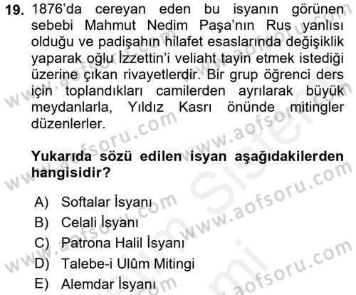 Yeni Türk Edebiyatına Giriş 2 Dersi 2017 - 2018 Yılı (Final) Dönem Sonu Sınav Soruları 19. Soru