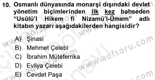 Yeni Türk Edebiyatına Giriş 2 Dersi 2018 - 2019 Yılı (Final) Dönem Sonu Sınav Soruları 10. Soru