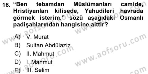Yeni Türk Edebiyatına Giriş 2 Dersi 2018 - 2019 Yılı (Final) Dönem Sonu Sınav Soruları 16. Soru