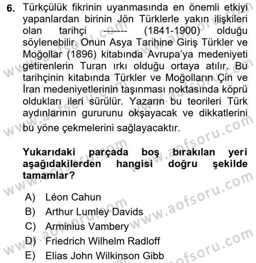 Yeni Türk Edebiyatına Giriş 2 Dersi 2018 - 2019 Yılı (Final) Dönem Sonu Sınav Soruları 6. Soru