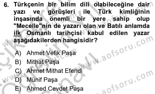 Yeni Türk Edebiyatına Giriş 2 Dersi 2018 - 2019 Yılı Yaz Okulu Sınav Soruları 6. Soru