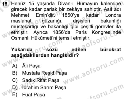 Yeni Türk Edebiyatına Giriş 2 Dersi 2020 - 2021 Yılı Yaz Okulu Sınav Soruları 18. Soru