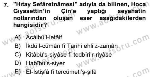 Yeni Türk Edebiyatına Giriş 2 Dersi 2020 - 2021 Yılı Yaz Okulu Sınav Soruları 7. Soru