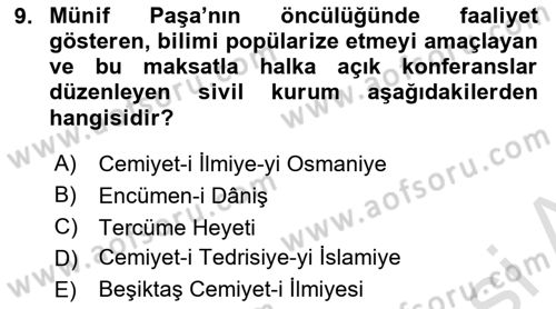 Yeni Türk Edebiyatına Giriş 2 Dersi 2020 - 2021 Yılı Yaz Okulu Sınav Soruları 9. Soru