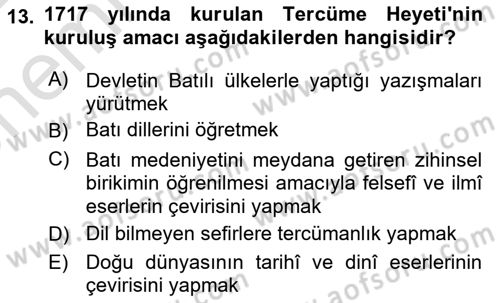 Yeni Türk Edebiyatına Giriş 2 Dersi 2021 - 2022 Yılı (Vize) Ara Sınav Soruları 13. Soru