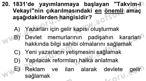 Yeni Türk Edebiyatına Giriş 2 Dersi 2021 - 2022 Yılı (Vize) Ara Sınav Soruları 20. Soru