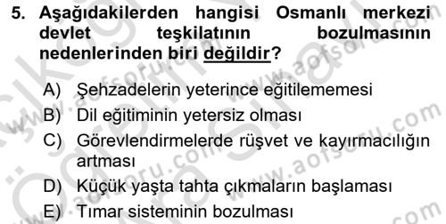 Yeni Türk Edebiyatına Giriş 2 Dersi 2021 - 2022 Yılı (Vize) Ara Sınav Soruları 5. Soru