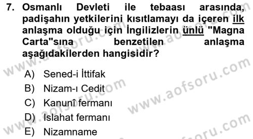 Yeni Türk Edebiyatına Giriş 2 Dersi 2021 - 2022 Yılı (Vize) Ara Sınav Soruları 7. Soru