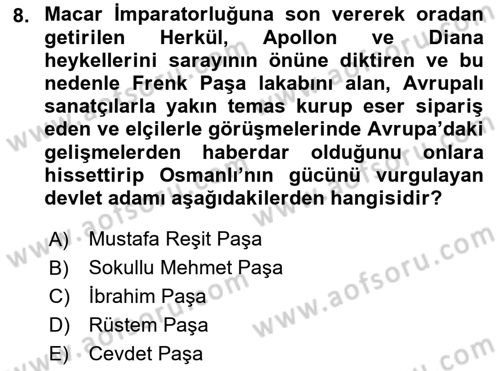 Yeni Türk Edebiyatına Giriş 2 Dersi 2021 - 2022 Yılı (Vize) Ara Sınav Soruları 8. Soru