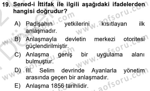 Yeni Türk Edebiyatına Giriş 2 Dersi 2021 - 2022 Yılı (Final) Dönem Sonu Sınav Soruları 19. Soru