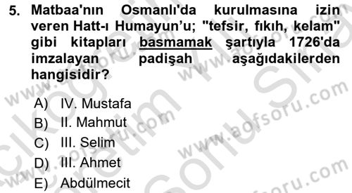 Yeni Türk Edebiyatına Giriş 2 Dersi 2021 - 2022 Yılı (Final) Dönem Sonu Sınav Soruları 5. Soru