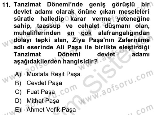 Yeni Türk Edebiyatına Giriş 2 Dersi 2021 - 2022 Yılı Yaz Okulu Sınav Soruları 11. Soru