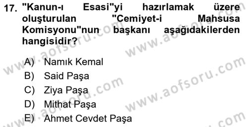 Yeni Türk Edebiyatına Giriş 2 Dersi 2021 - 2022 Yılı Yaz Okulu Sınav Soruları 17. Soru