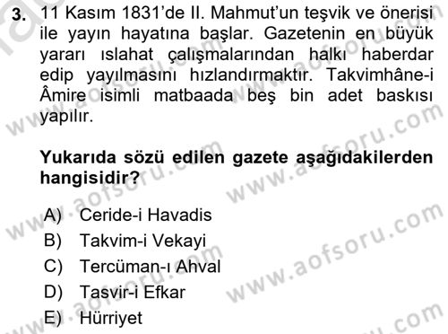 Yeni Türk Edebiyatına Giriş 2 Dersi 2021 - 2022 Yılı Yaz Okulu Sınav Soruları 3. Soru