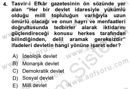 Yeni Türk Edebiyatına Giriş 2 Dersi 2021 - 2022 Yılı Yaz Okulu Sınav Soruları 4. Soru