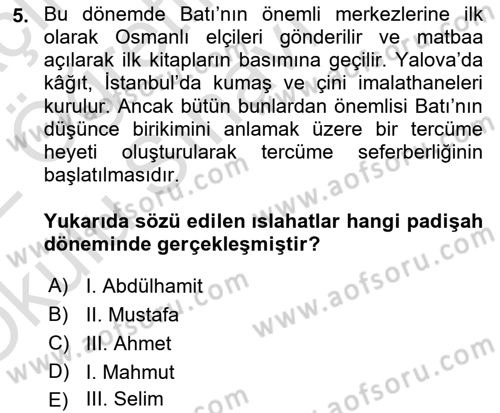 Yeni Türk Edebiyatına Giriş 2 Dersi 2021 - 2022 Yılı Yaz Okulu Sınav Soruları 5. Soru