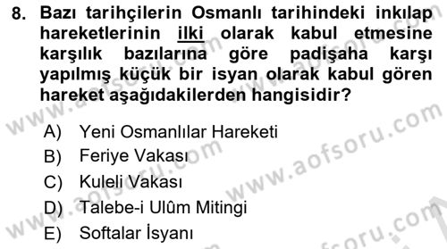 Yeni Türk Edebiyatına Giriş 2 Dersi 2021 - 2022 Yılı Yaz Okulu Sınav Soruları 8. Soru