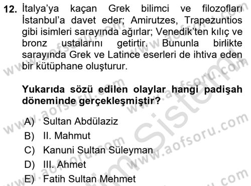 Yeni Türk Edebiyatına Giriş 2 Dersi 2022 - 2023 Yılı Yaz Okulu Sınav Soruları 12. Soru