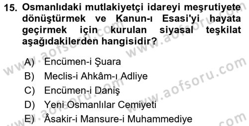 Yeni Türk Edebiyatına Giriş 2 Dersi 2022 - 2023 Yılı Yaz Okulu Sınav Soruları 15. Soru