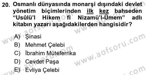 Yeni Türk Edebiyatına Giriş 2 Dersi 2022 - 2023 Yılı Yaz Okulu Sınav Soruları 20. Soru